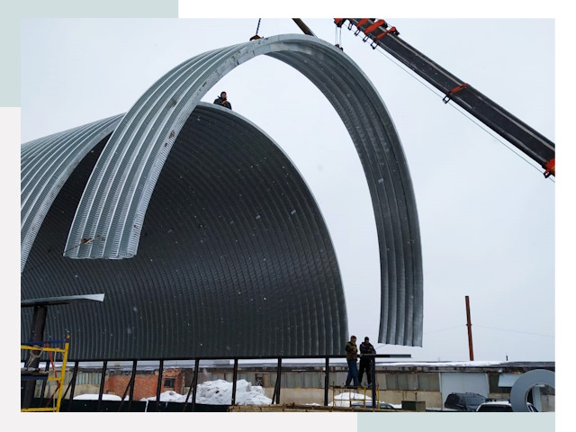 Полукруглые ангары в Балахне